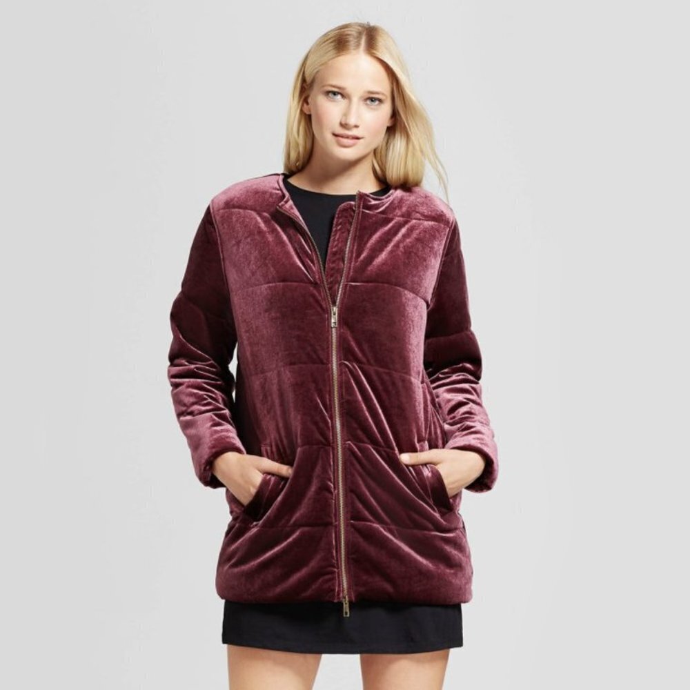 Who What Wear Quilted Velvet Coat